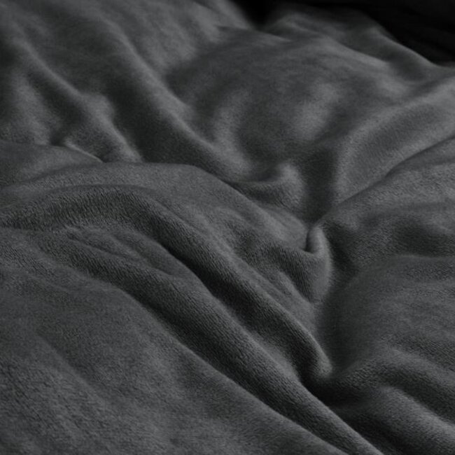 Velvet dekbedovertrek - Uni antraciet