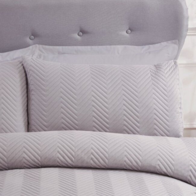 Dekbedovertrek Pinsonic chevron grijs - microvezel - 1-persoons (135x200 + 50x75cm)