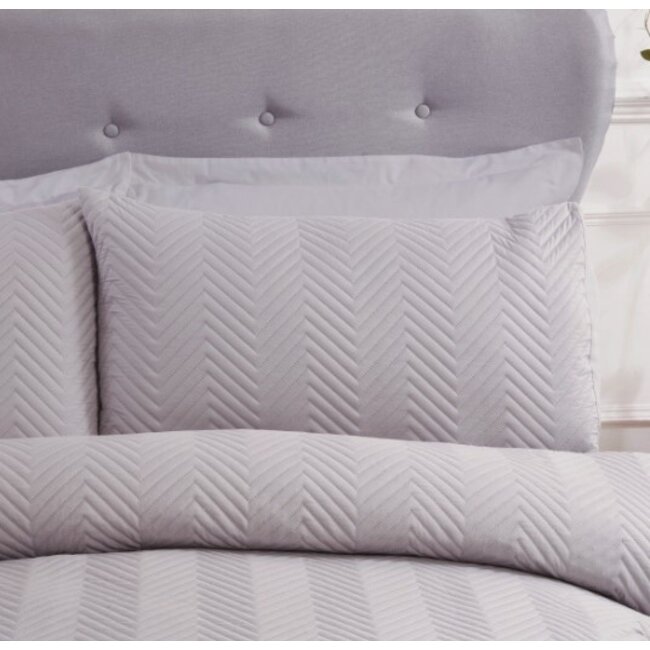 Dekbedovertrek Pinsonic chevron grijs - microvezel - 1-persoons (135x200 + 50x75cm)