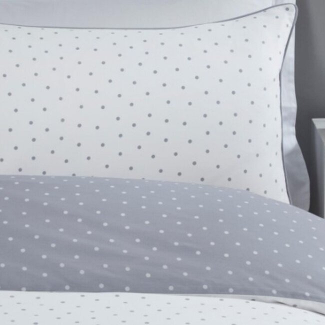 Polykatoen dekbedovertrek Mini dots - wit - grijs