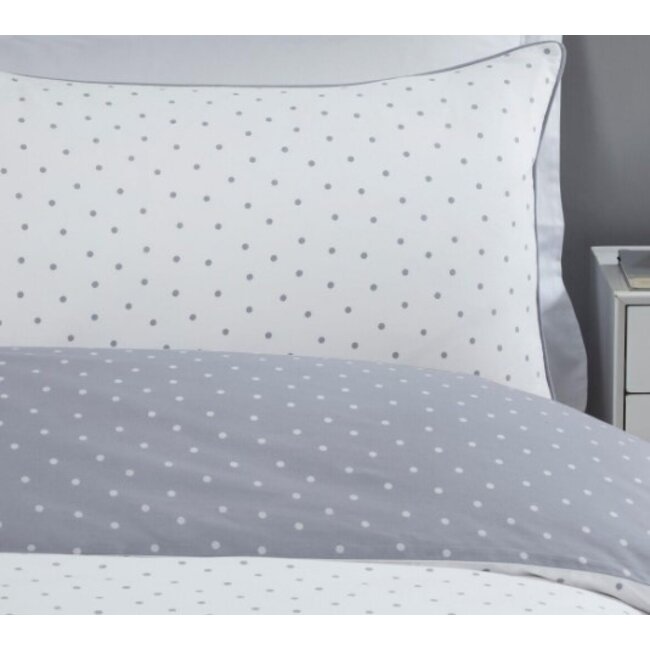 Polykatoen dekbedovertrek Mini dots - wit - grijs