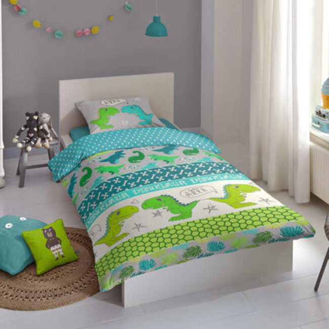 Dekbedovertrek Dinosaurus - Katoen - 140x220 + 60x70 cm