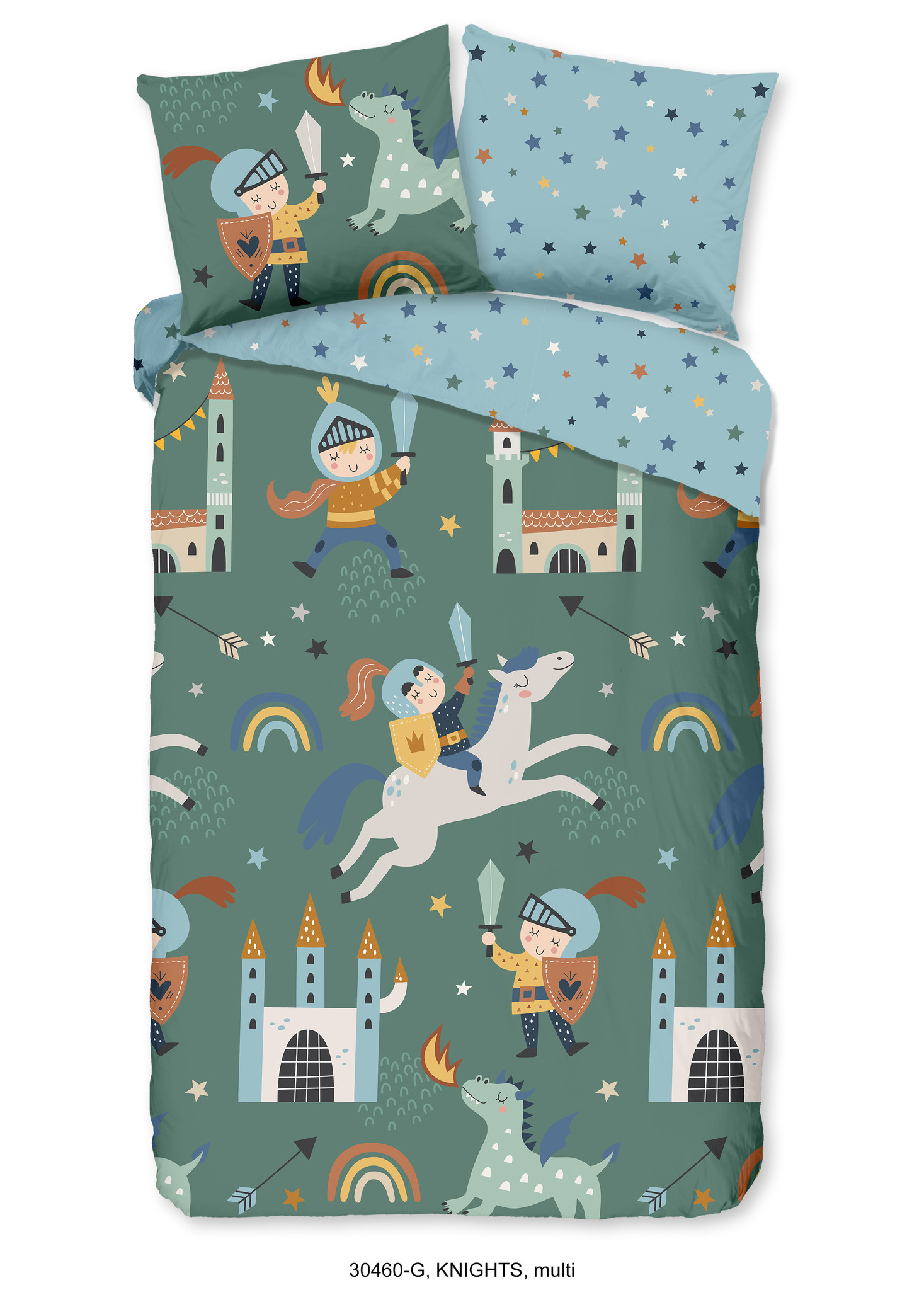 Good Morning dekbedovertrek Ridders - katoen - 140x220 + 60x70 cm