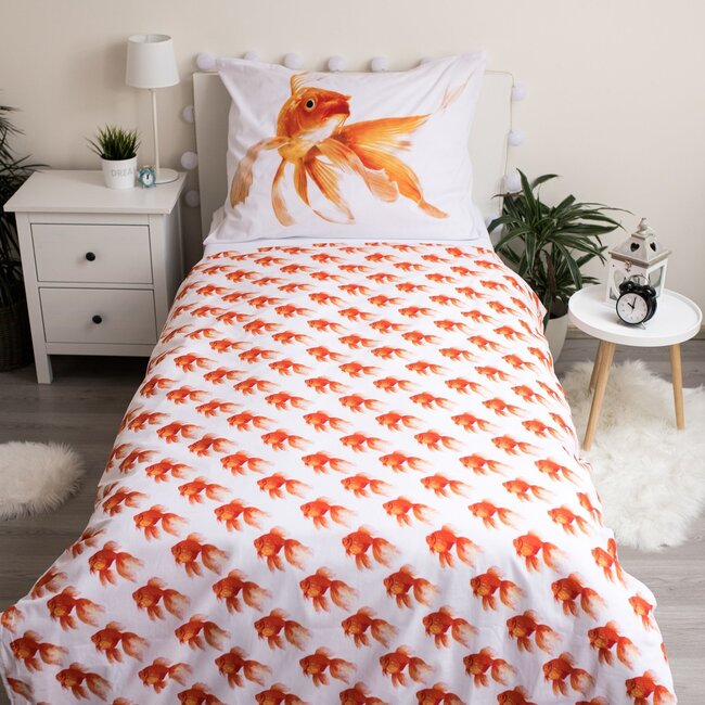 Katoen dekbedovertrek Goudvis - 140x200 + 70x90 cm