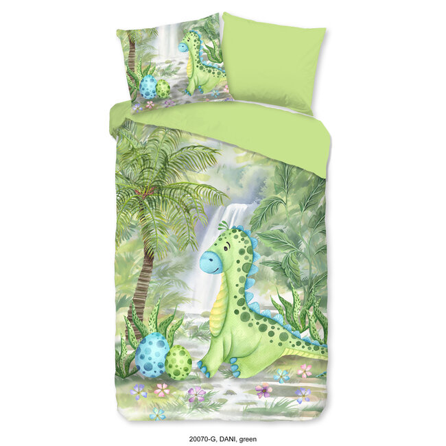 Katoen kinderdekbedovertrek Dino ei -  140x220 + 60x70 cm