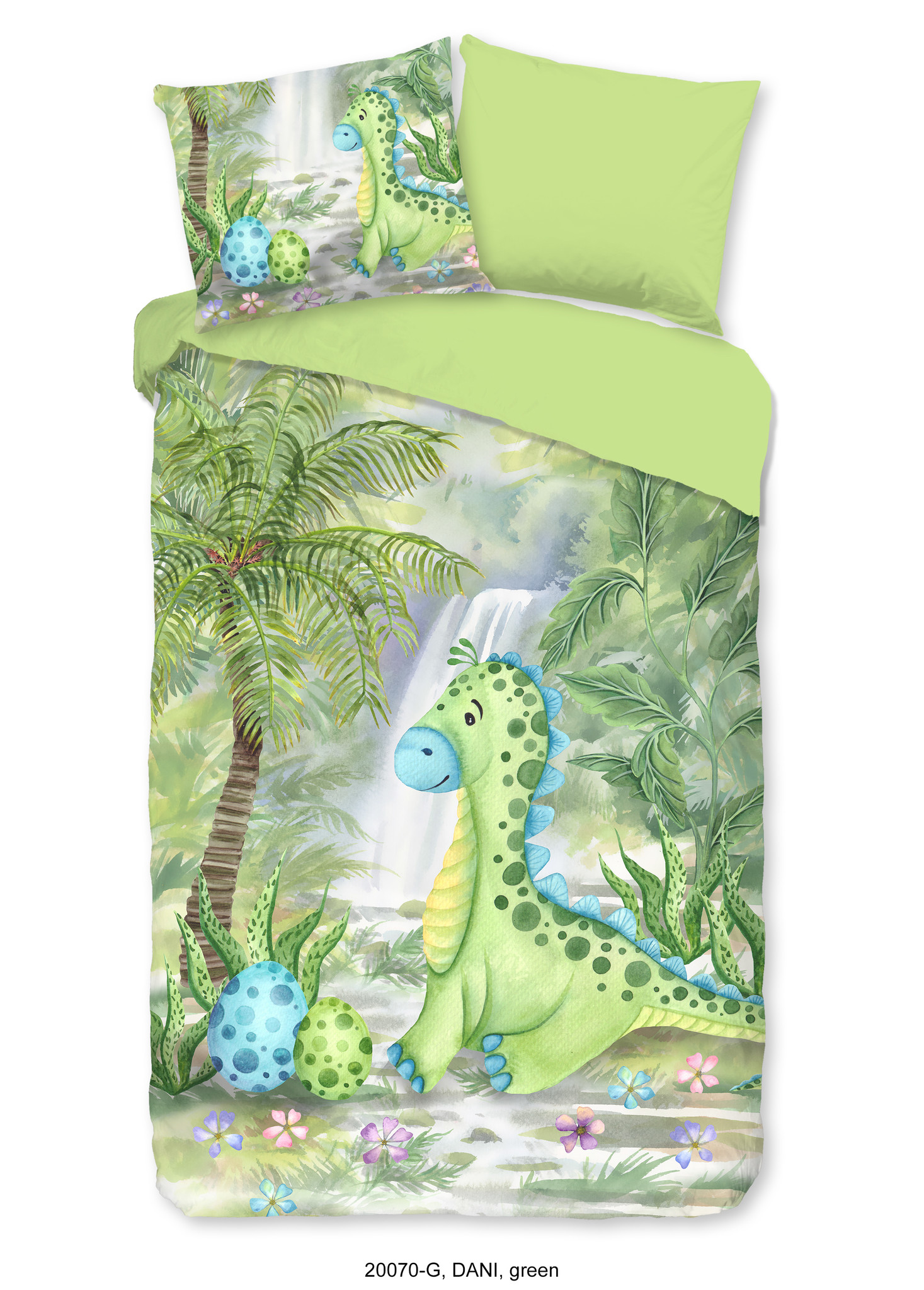 Dekbedovertrek Dino ei - katoen - 140x220 + 60x70 cm
