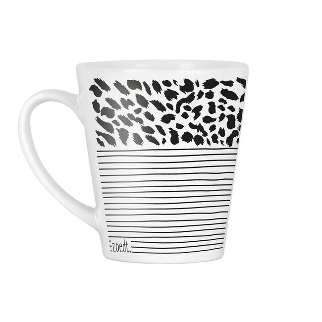 Koffiebeker met strepen en panter print
