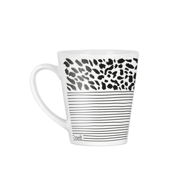 Koffiebeker met strepen en panter print