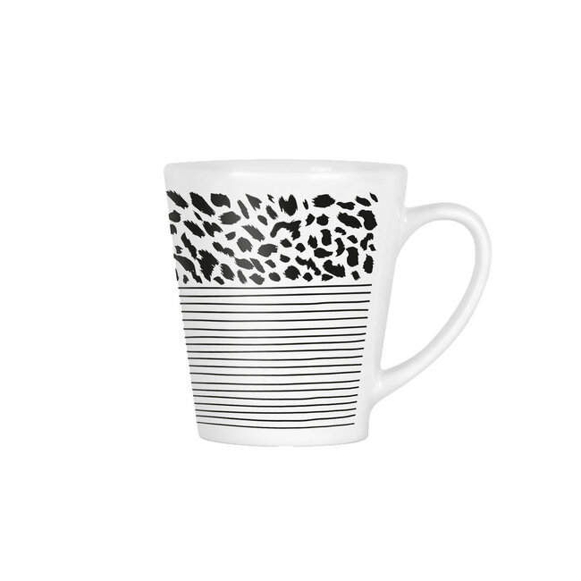 Koffiebeker met strepen en panter print