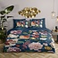 Descanso Katoen satijn dekbedovertrek Fiori blauw - 140x220 + 60x70cm