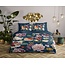 Descanso Katoen satijn dekbedovertrek Fiori blauw - 140x220 + 60x70cm