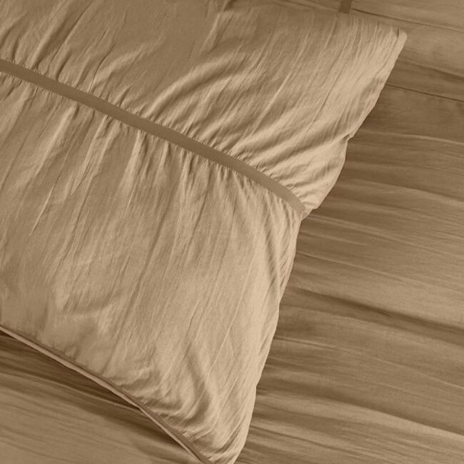 Dekbedovertrek Calais - taupe - mircrovezel - 140x220 + 60x70cm