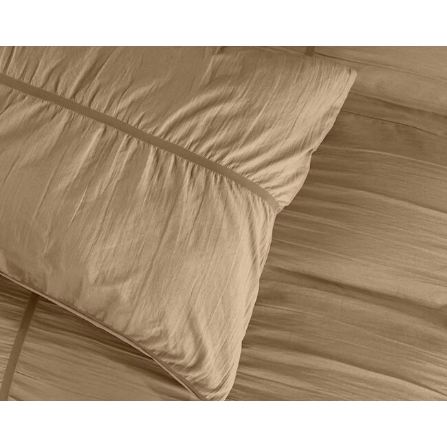 Dekbedovertrek Calais - taupe - mircrovezel - 140x220 + 60x70cm