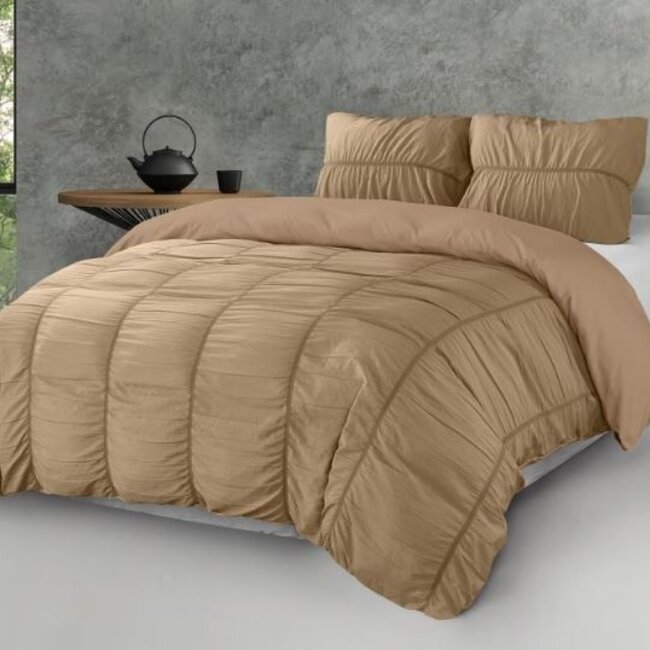 Dekbedovertrek Calais - taupe - mircrovezel - 140x220 + 60x70cm
