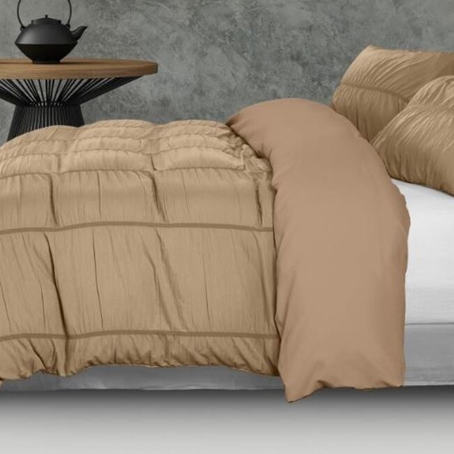 Dekbedovertrek Calais - taupe - mircrovezel - 140x220 + 60x70cm