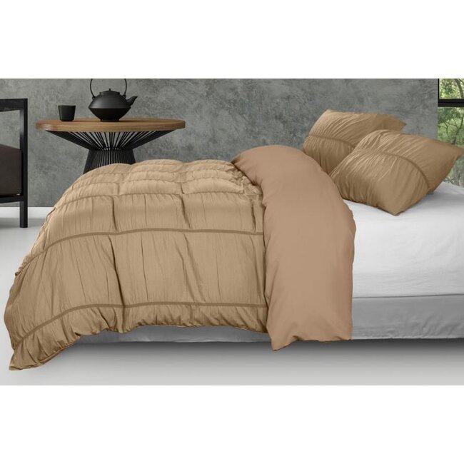 Dekbedovertrek Calais - taupe - mircrovezel - 140x220 + 60x70cm