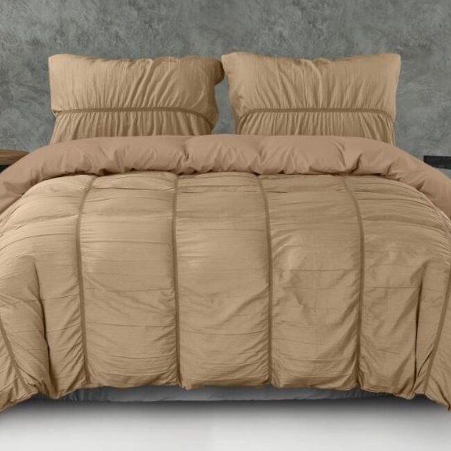 Dekbedovertrek Calais - taupe - mircrovezel - 140x220 + 60x70cm