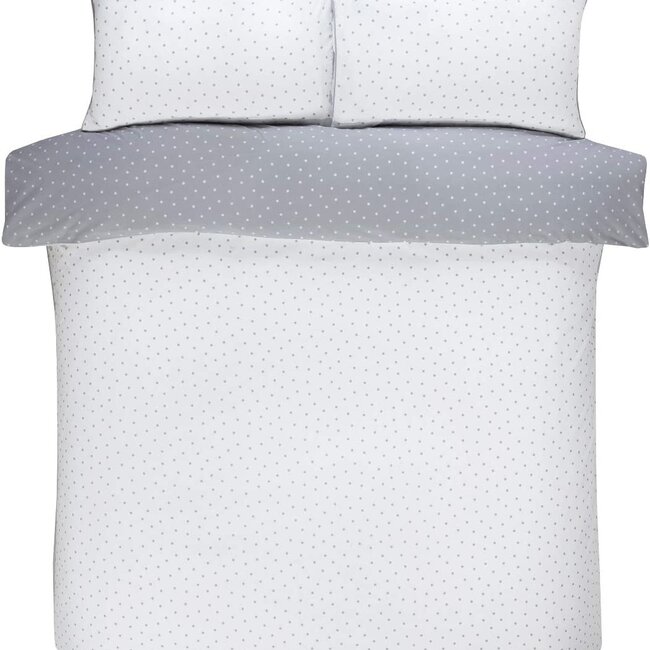 Polykatoen dekbedovertrek Mini dots - wit - grijs