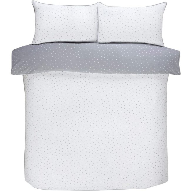 Polykatoen dekbedovertrek Mini dots - wit - grijs