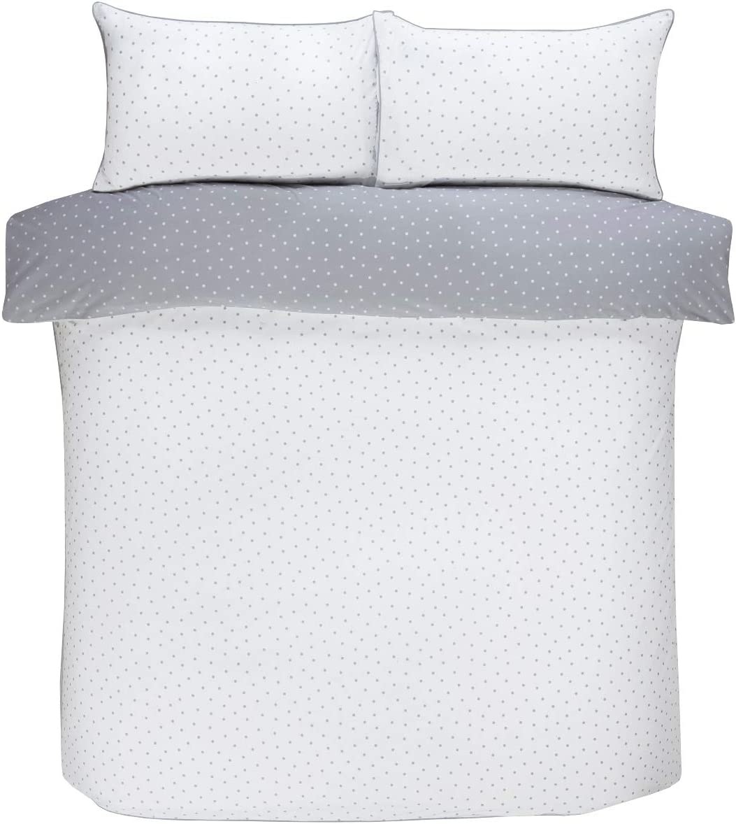 Sleepdown dekbedovertrek Mini dots - wit - grijs - blended katoen 1-persoons - 135x200 + 50x75cm