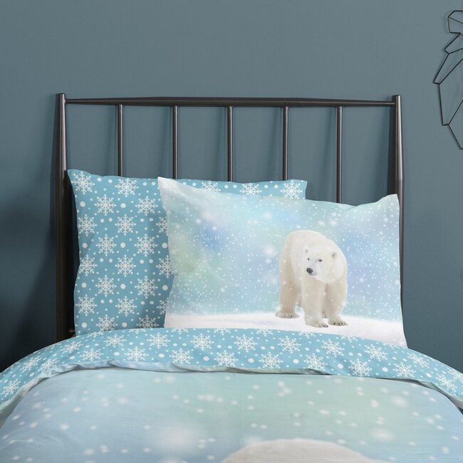 Flanel kinderdekbedovertrek IJsbeer - 140x220 + 60x70 cm