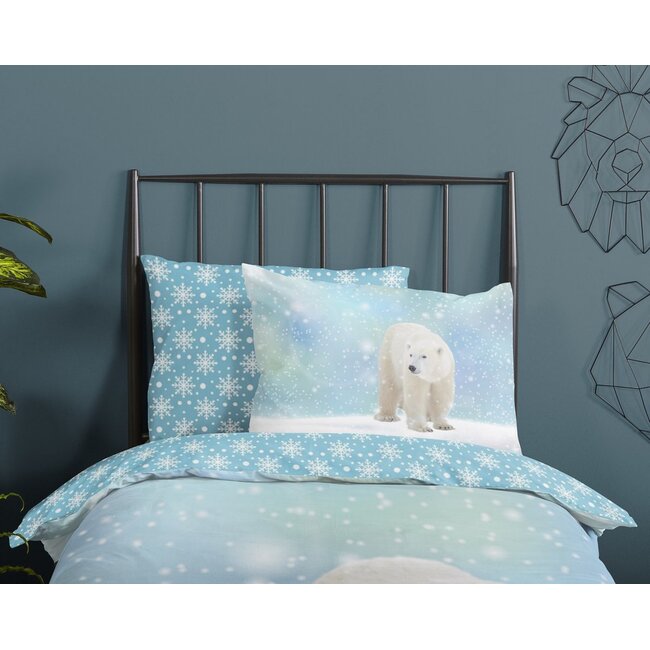 Flanel kinderdekbedovertrek IJsbeer - 140x220 + 60x70 cm