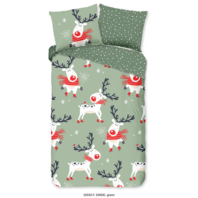 Flanel kinderdekbedovertrek rendier - 140x220 + 60x70 cm