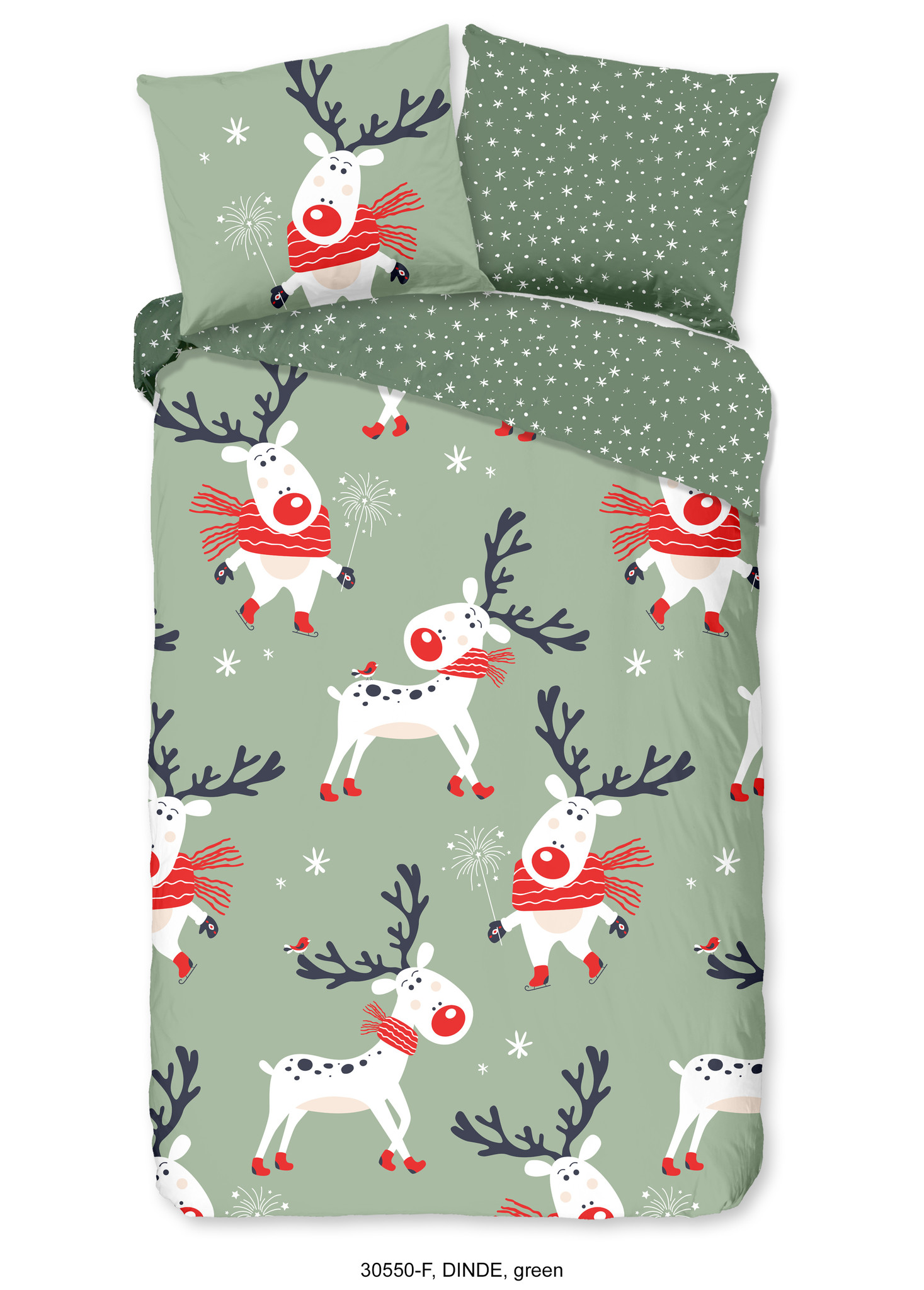 Good morning flanel dekbedovertrek rendier - 140x220 + 60x70 cm