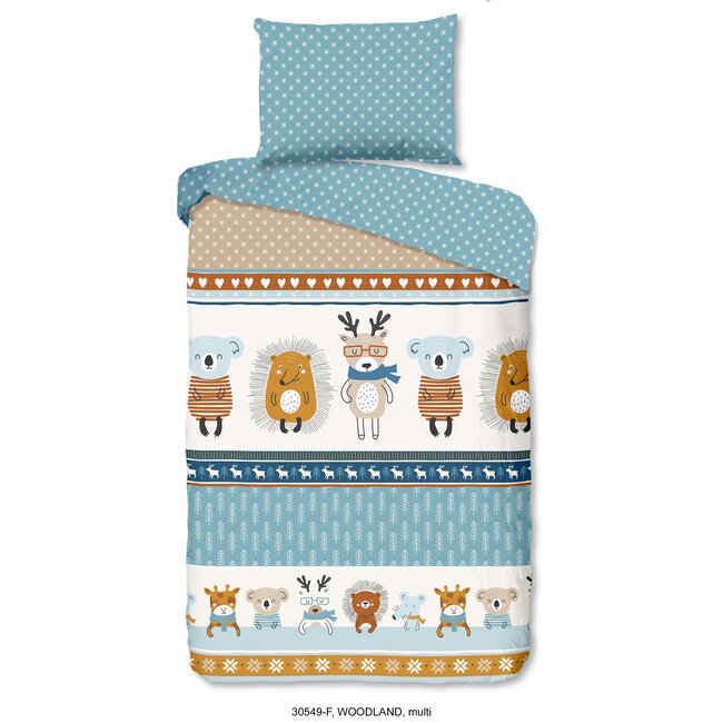 Flanel kinderdekbedovertrek woodland - 140x220 + 60x70 cm