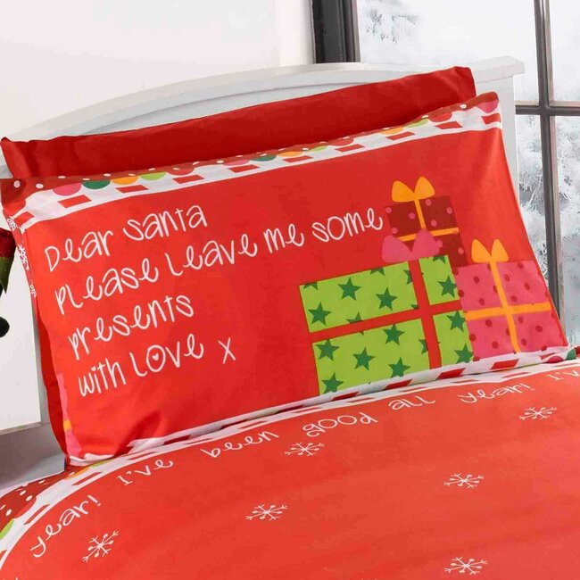 Kerst peuter dekbedovertrek Dear Santa - blended katoen -120x150 + 40x60 cm
