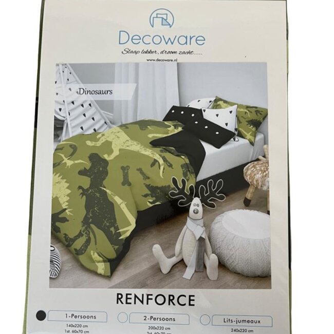 Katoen kinderdekbedovertrek Dinosaurs - 140x220 + 60x70 cm