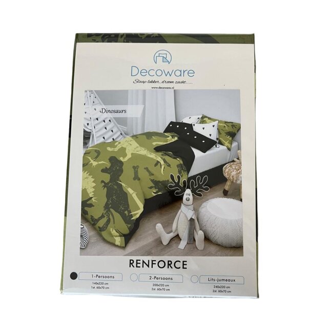 Katoen kinderdekbedovertrek Dinosaurs - 140x220 + 60x70 cm