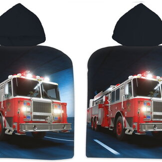 Sweet Home Badponcho met capuchon brandweerauto