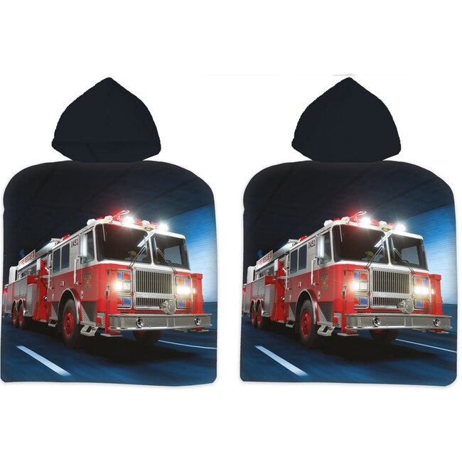 Badponcho met capuchon brandweerauto