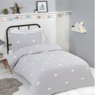 Sleepdown Microvezel dekbedovertrek Wolkjes - grijs - eenpersoons