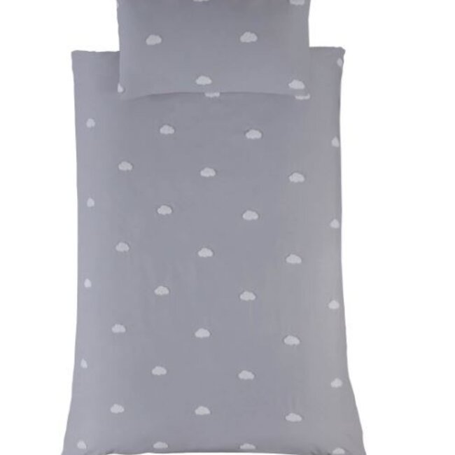 Microvezel dekbedovertrek Wolkjes  - grijs - 135x200 + 50x75 cm