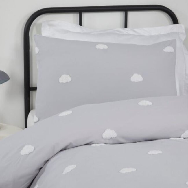 Microvezel dekbedovertrek Wolkjes  - grijs - 135x200 + 50x75 cm
