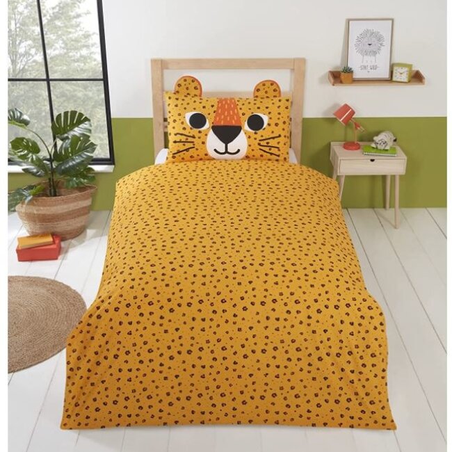 Polykatoen kinderdekbedovertrek Wild cat - 135x200 + 50x75 cm