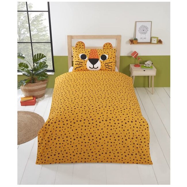 Polykatoen kinderdekbedovertrek Wild cat - 135x200 + 50x75 cm