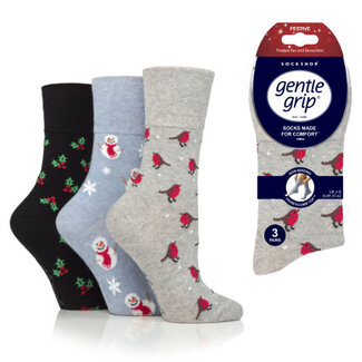 .Decoware® Gentle grip kerst dames sokken - design - Per 3 paar