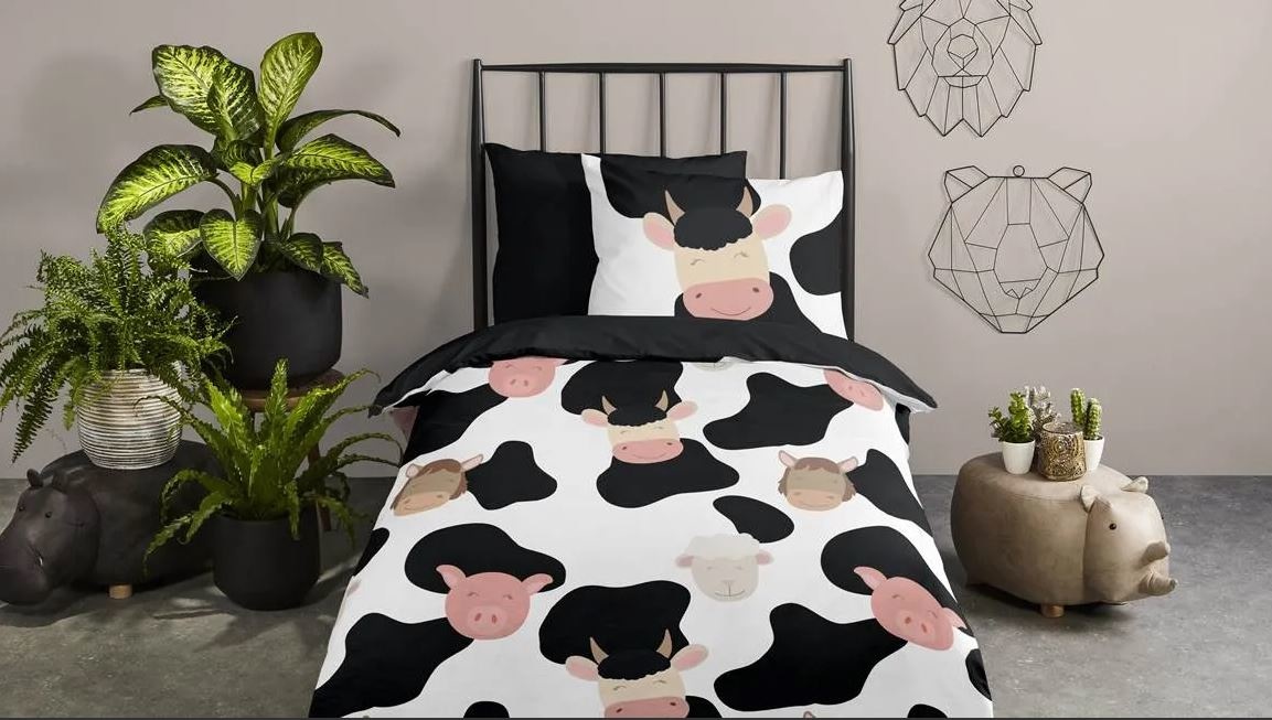 Good Morning peuter dekbedovertrek Cow & friends - katoen - 120x150 cm