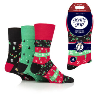 .Decoware® Gentle grip kerst heren sokken - design - Per 3 paar