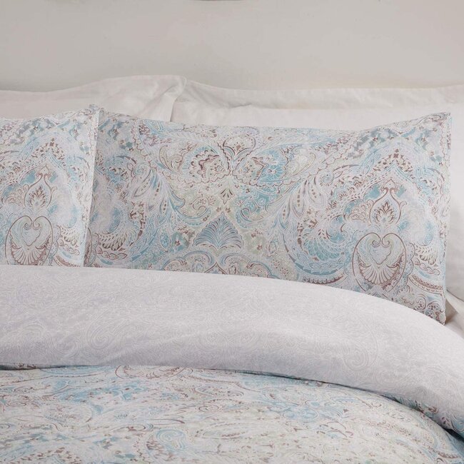 Microvezel dekbedovertrek Paisley teal - 1-persoons (135x200 + 50x75cm)