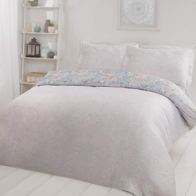 Microvezel dekbedovertrek Paisley teal - 1-persoons (135x200 + 50x75cm)