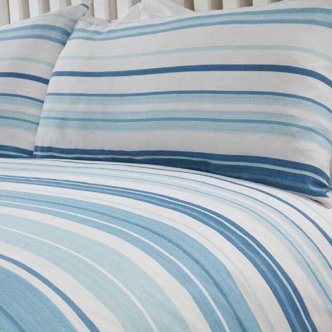 Polykatoen dekbedovertrek Staford stripe blauw