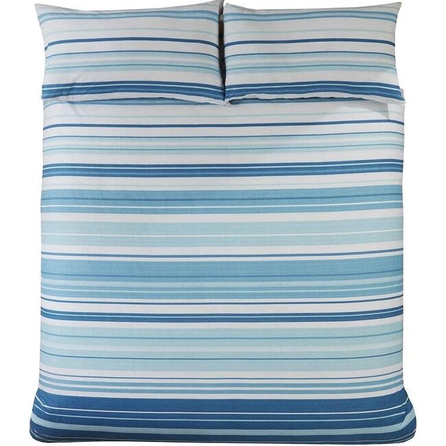 Polykatoen dekbedovertrek Staford stripe blauw