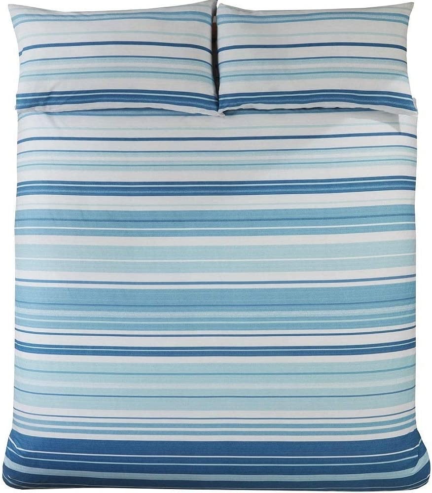 Dekbedovertrek Staford stripe blauw - blended katoen