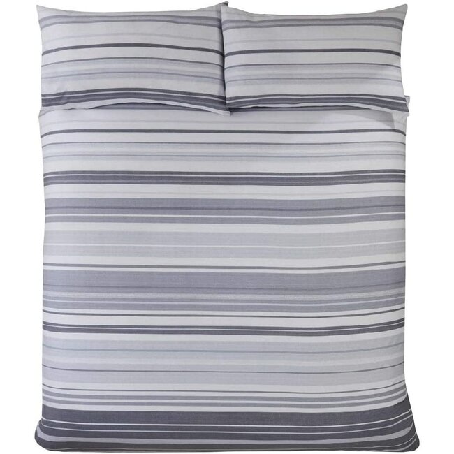 Polykatoen dekbedovertrek Staford stripe grijs - 1-persoons (135x200 + 50x75cm)