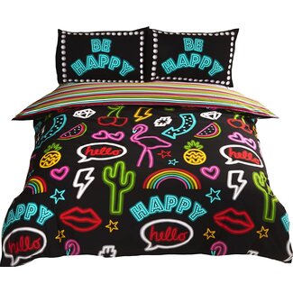 Studio Art Studio Art dekbedovertrek Be Happy neon - blended katoen