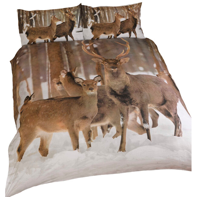 Polykatoen dekbedovertrek Herten - Lits-jumeaux (230x220 + 2st 50x75cm)